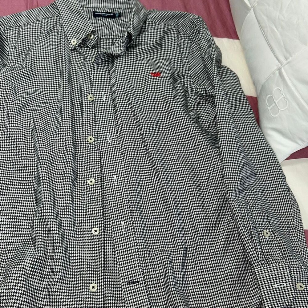 Southern marsh black & white dress shirt boys 10-12